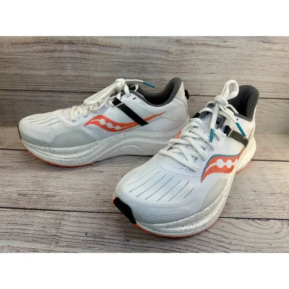 Saucony Tempus Running Shoes Mens Size 7.5 White/ViZiOrange Athletic GREAT SHAPE - Picture 3 of 13